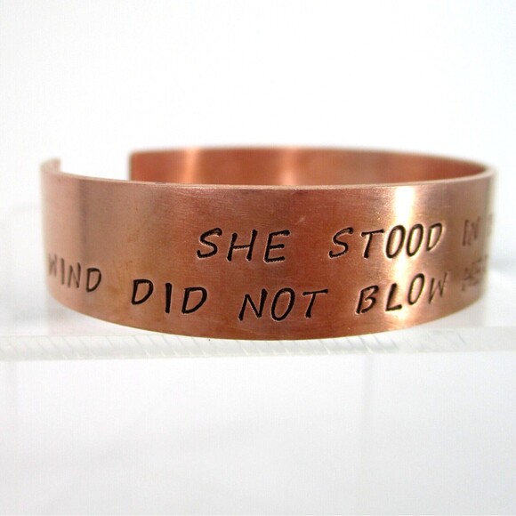 Cuff Bracelet Solid Copper Women Strength Quote She Stood In The Storm - Picture 3 of 8